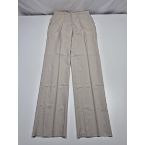 Majer Dress Pants Mens 33x36 Beige Wool Super 100s Stretch Unhemmed Flat Front